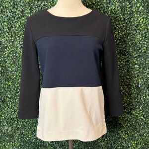 Madewell Gallerist Ponte Quarter Sleeve Color Block Top Size L